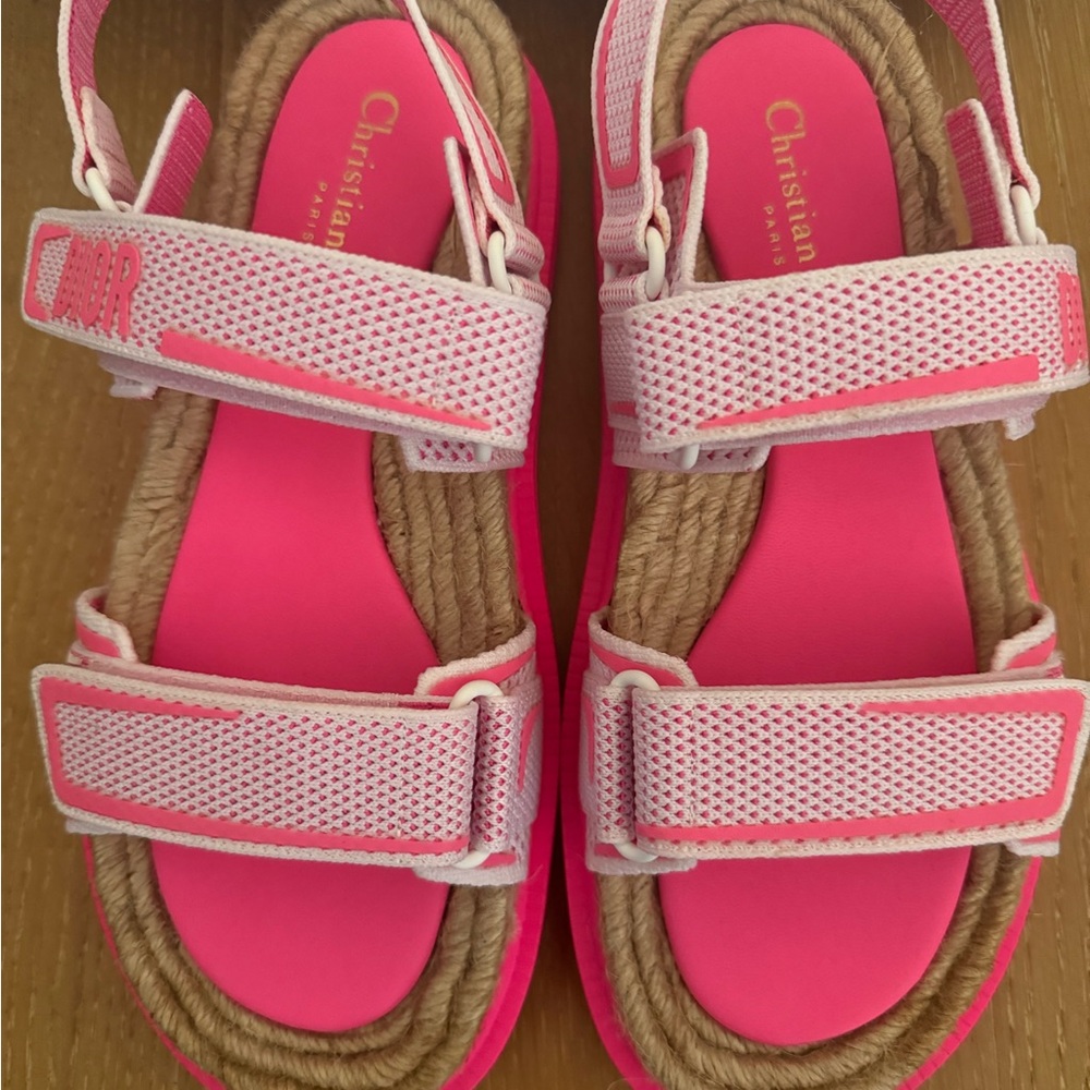 Christian Dior Pink Mesh Strap Sandals - Picture 2 of 7
